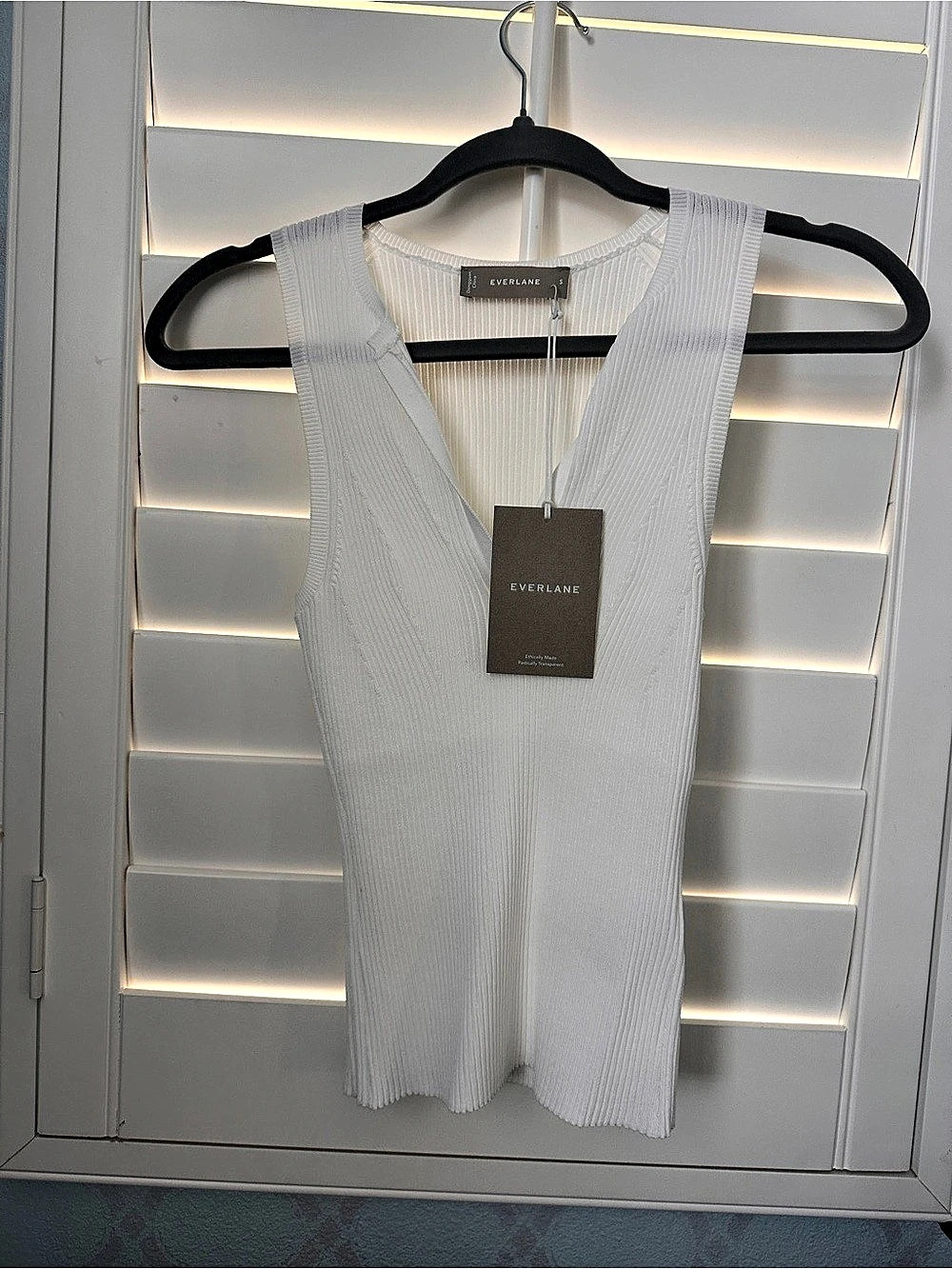 Everlane Ribbed Tank Top in White Size Small NWT